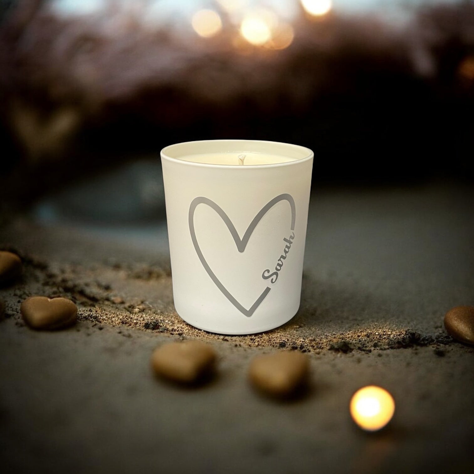 Soy Wax Scented Candle - Personalised Heart - white