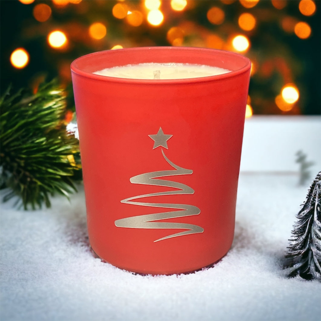Soy Wax Scented Candle - Christmas Tree - red