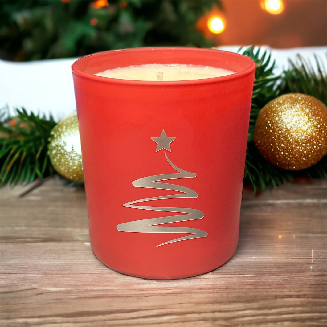 Soy Wax Scented Candle - Christmas Tree - red