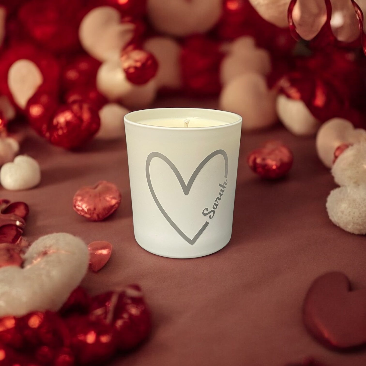 Soy Wax Scented Candle - Personalised Heart - white