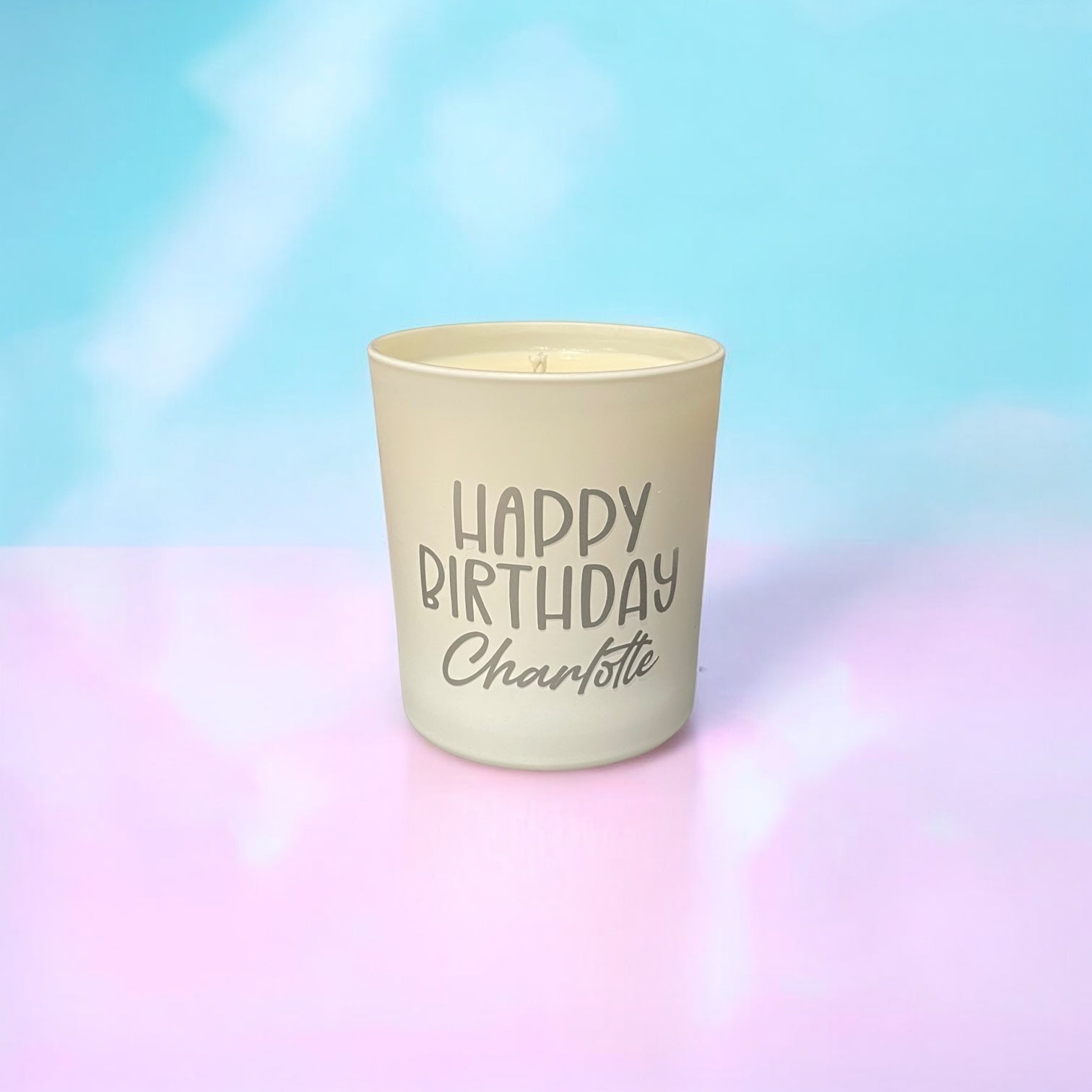Soy Wax Scented Candle - Personalised Happy Birthday - white