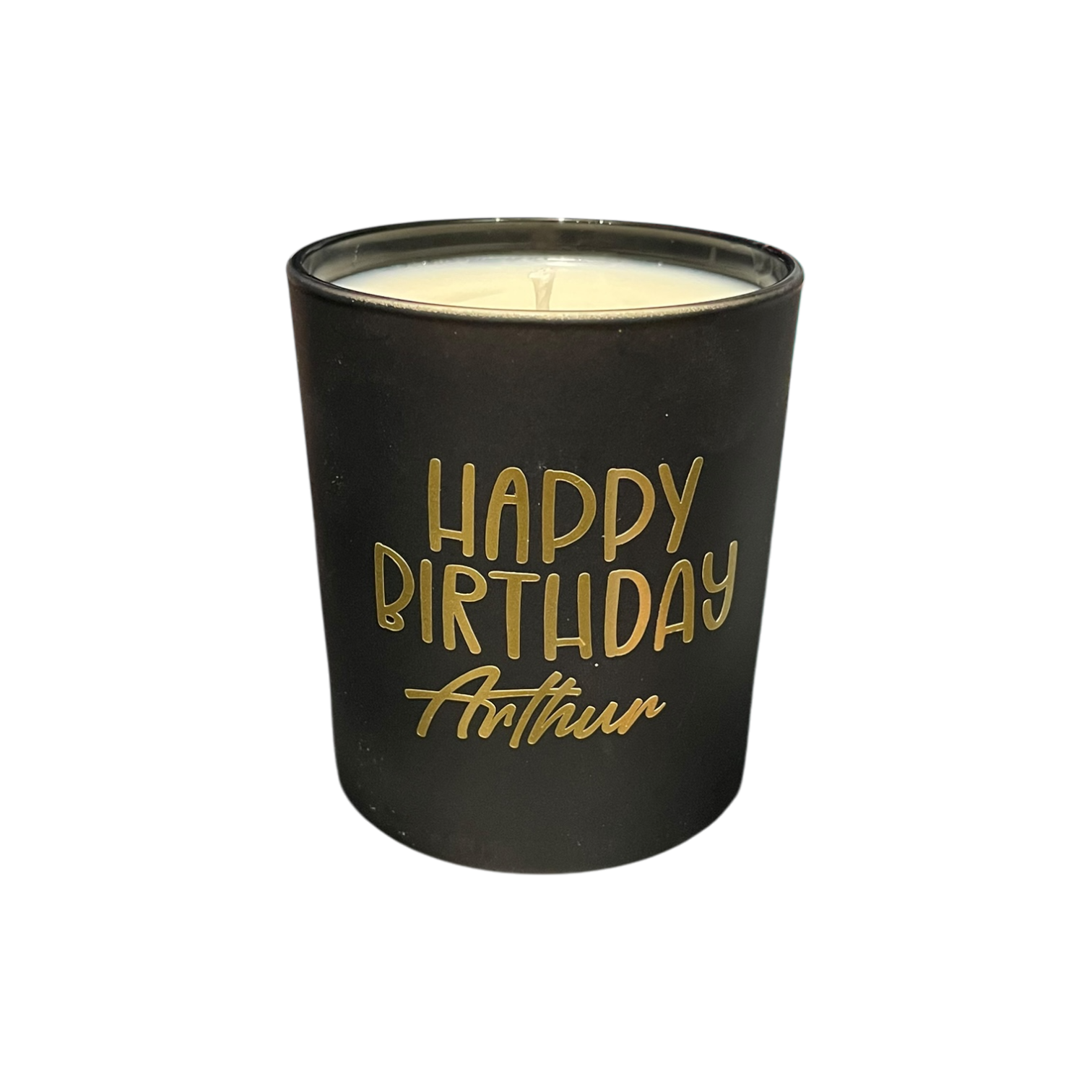 Soy Wax Scented Candle - Personalised Happy Birthday - black